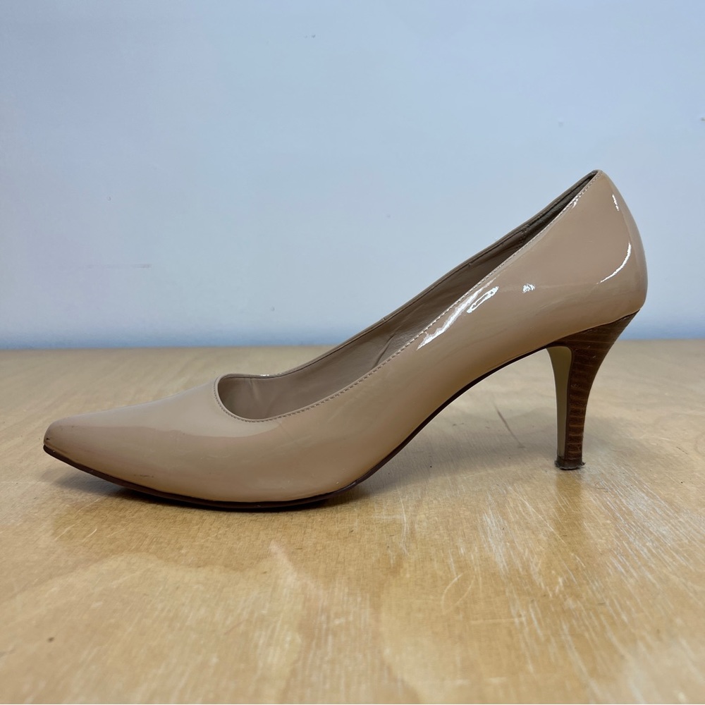 Cole Haan Nude Patent Gloss Leather Pointy Toe Stiletto Pump Size 11